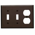 Leviton 3-Gang Plastic 2-Toggle/Duplex Outlet Wall Plate, Brown 001-85021